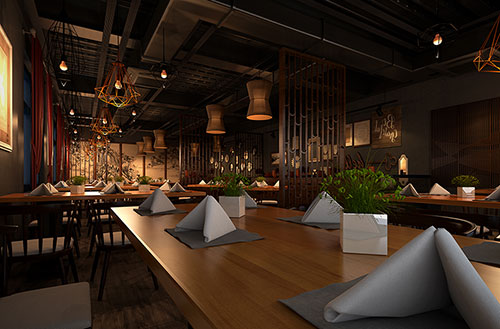 虹口简约大气中式风格餐厅设计装修效果图