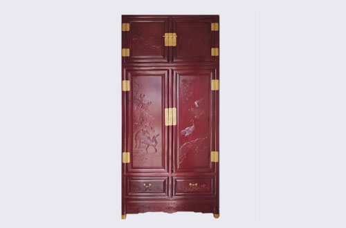虹口高端中式家居装修深红色纯实木衣柜